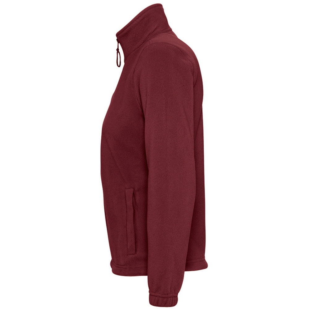 Burgundy - Side - SOLS Womens-Ladies North Full Zip Fleece Jacket
