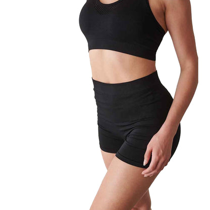Black - Back - Tombo Womens-Ladies Seamless Shorts