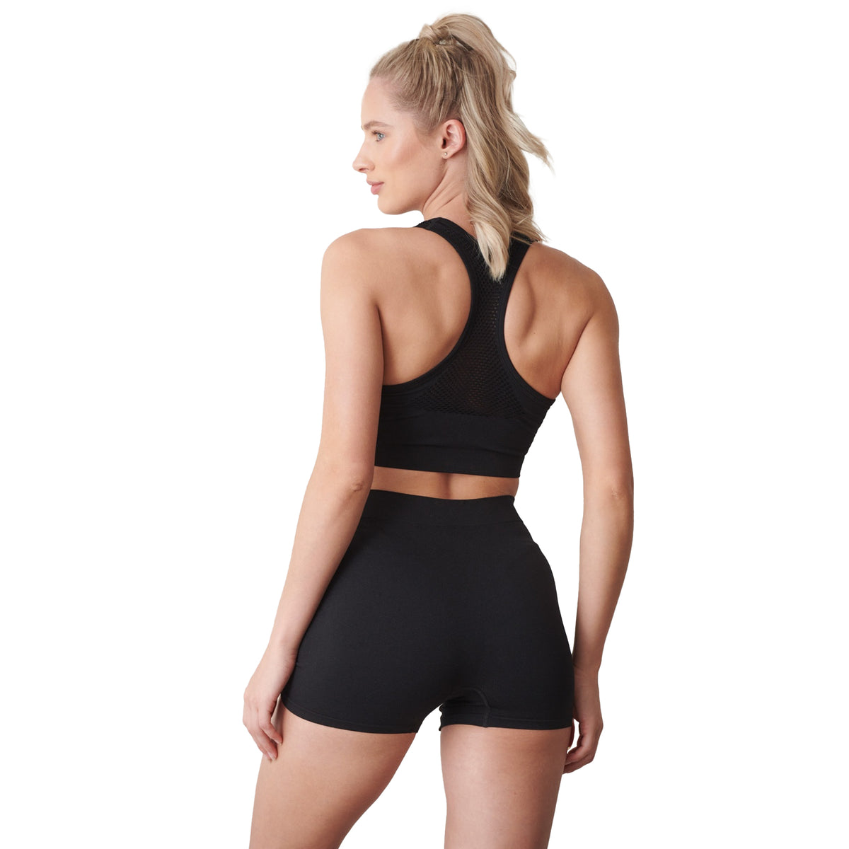 Black - Side - Tombo Womens-Ladies Seamless Shorts