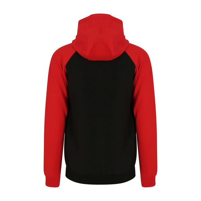 Jet Black-Fire Red - Back - AWDis Just Hoods Mens Baseball Zoodie
