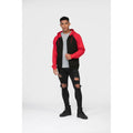 Jet Black-Fire Red - Side - AWDis Just Hoods Mens Baseball Zoodie
