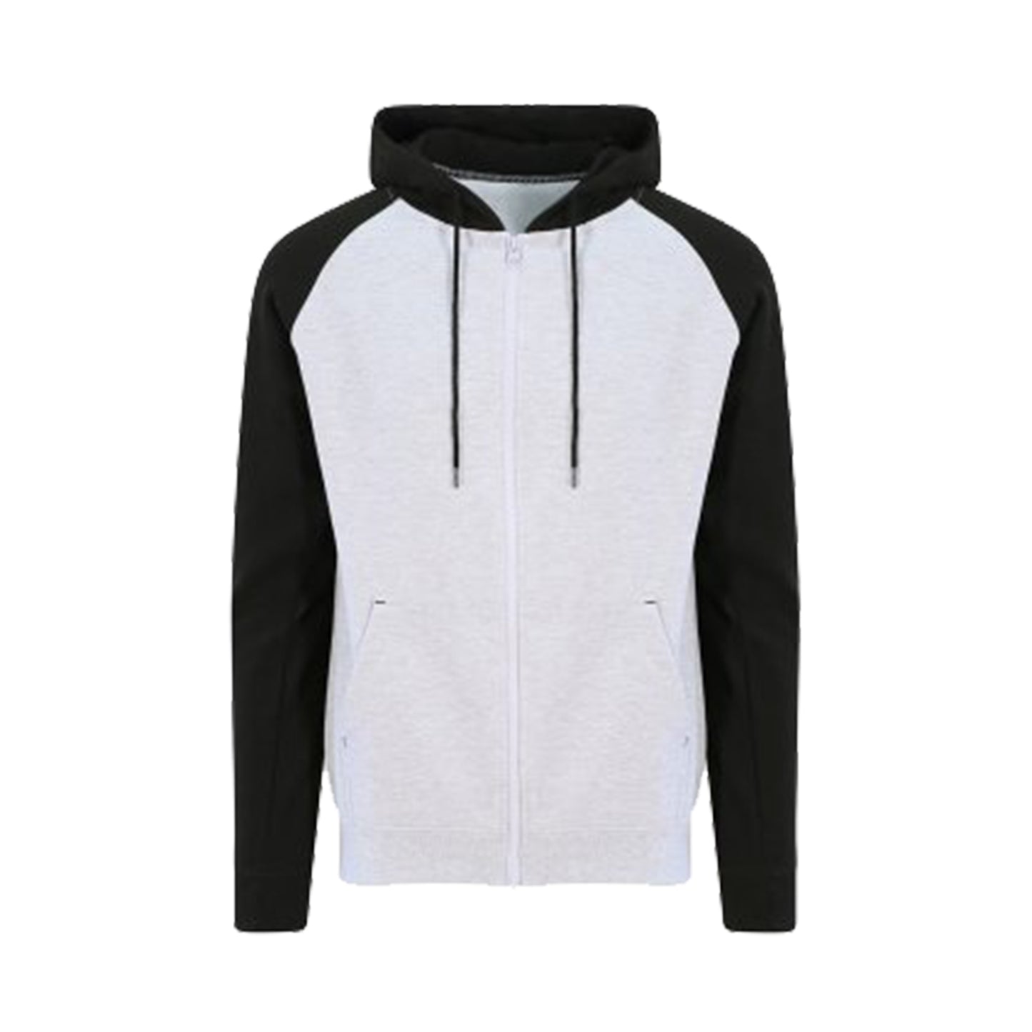 Heather Grey-Jet Black - Front - AWDis Just Hoods Mens Baseball Zoodie