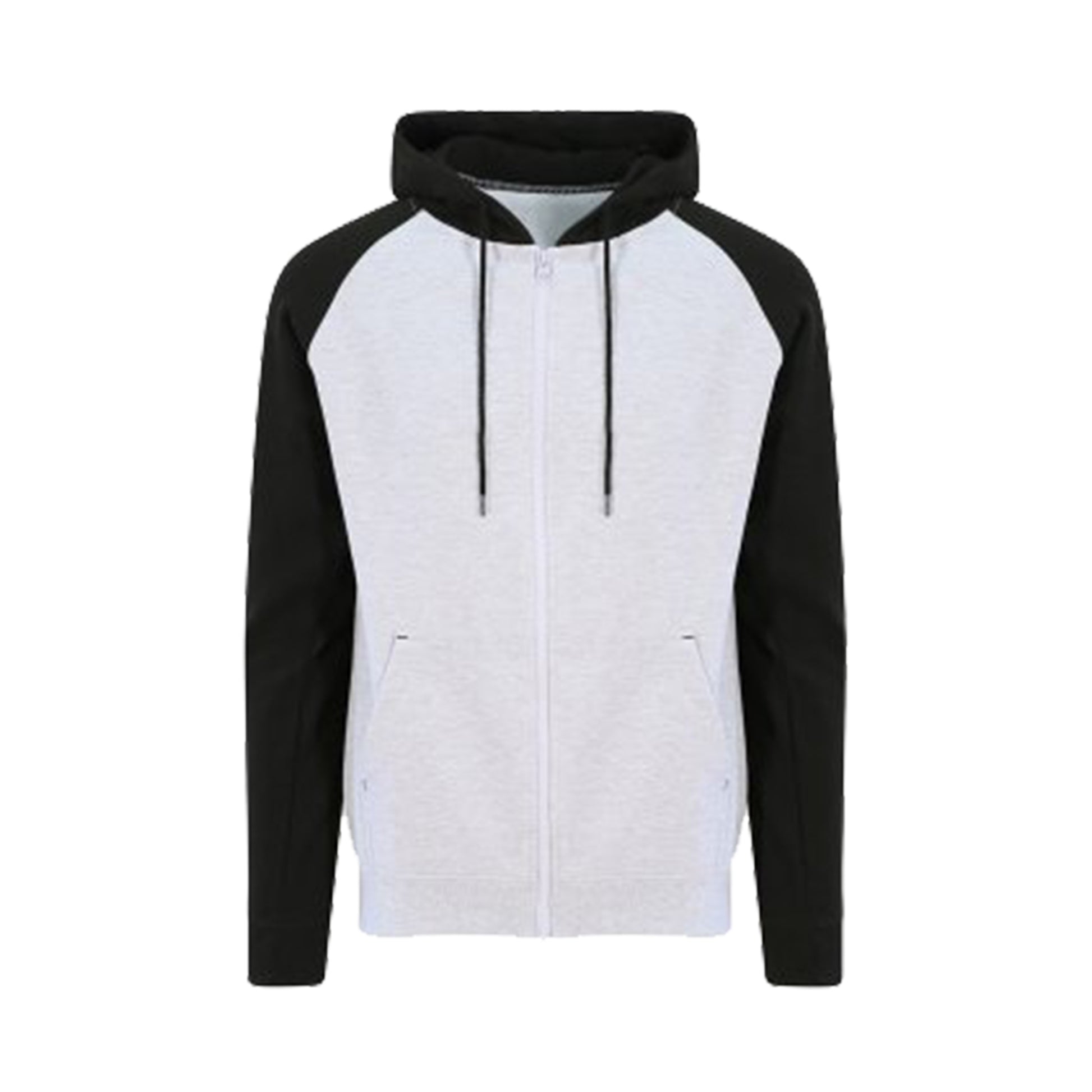 Heather Grey-Jet Black - Front - AWDis Just Hoods Mens Baseball Zoodie