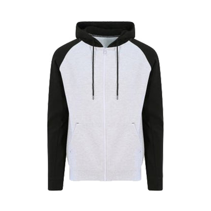 Heather Grey-Jet Black - Front - AWDis Just Hoods Mens Baseball Zoodie