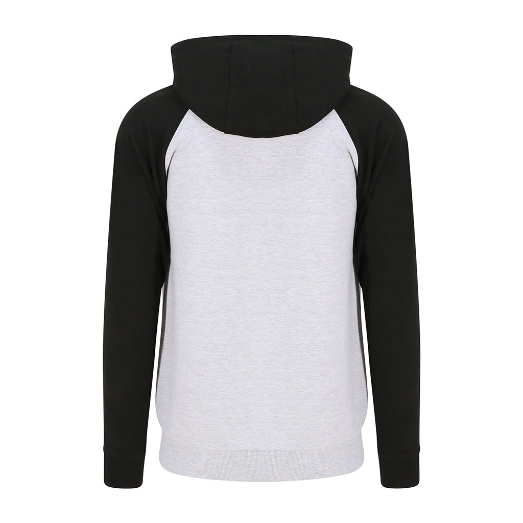 Heather Grey-Jet Black - Back - AWDis Just Hoods Mens Baseball Zoodie