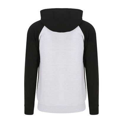 Heather Grey-Jet Black - Back - AWDis Just Hoods Mens Baseball Zoodie