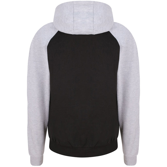 Jet Black-Heather Grey - Front - AWDis Just Hoods Mens Baseball Zoodie