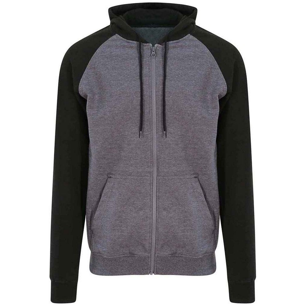 Charcoal-Jet Black - Front - AWDis Just Hoods Mens Baseball Zoodie