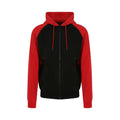 Jet Black-Fire Red - Front - AWDis Just Hoods Mens Baseball Zoodie