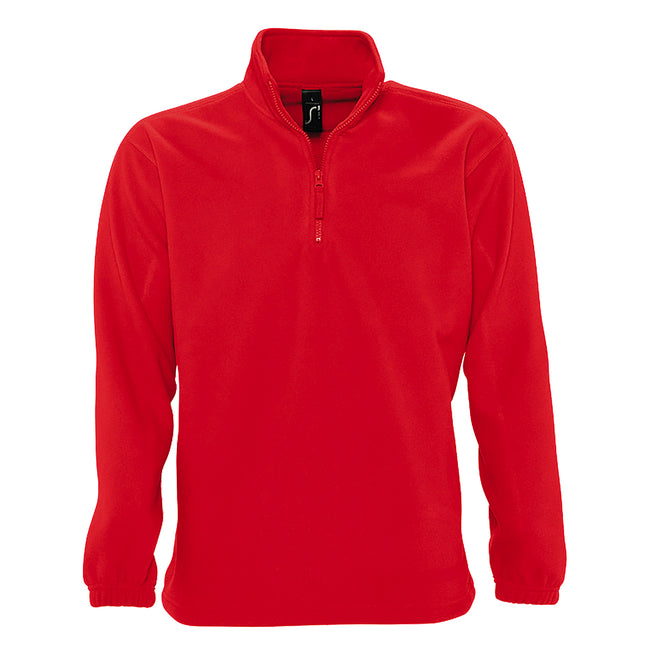 Red - Front - SOLS Ness Unisex Zip Neck Anti-Pill Fleece Top