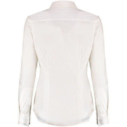 White - Back - Kustom Kit Womens-Ladies Long Sleeve Tailored Stretch Oxford Shirt
