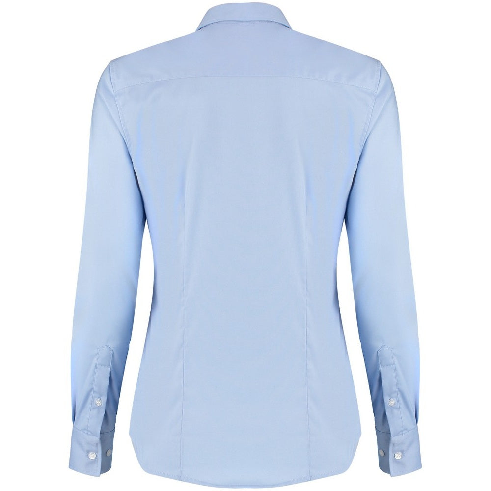 Light Blue - Front - Kustom Kit Womens-Ladies Long Sleeve Tailored Stretch Oxford Shirt