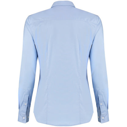 Light Blue - Front - Kustom Kit Womens-Ladies Long Sleeve Tailored Stretch Oxford Shirt