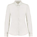 White - Front - Kustom Kit Womens-Ladies Long Sleeve Tailored Stretch Oxford Shirt