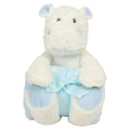 White-Blue - Front - Mumbles Hippo With Printed Fleece Blanket