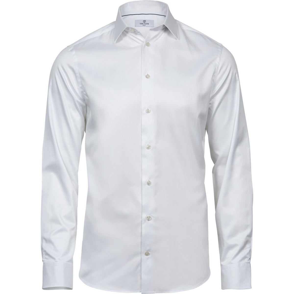 White - Front - Tee Jays Mens Luxury Slim Fit Long Sleeve Oxford Shirt