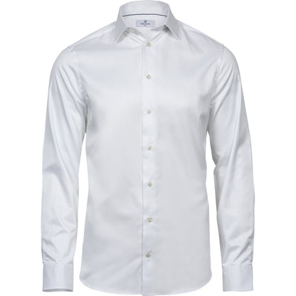 White - Front - Tee Jays Mens Luxury Slim Fit Long Sleeve Oxford Shirt