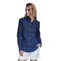 Navy - Back - Tee Jays Womens-Ladies Perfect Long Sleeve Oxford Shirt