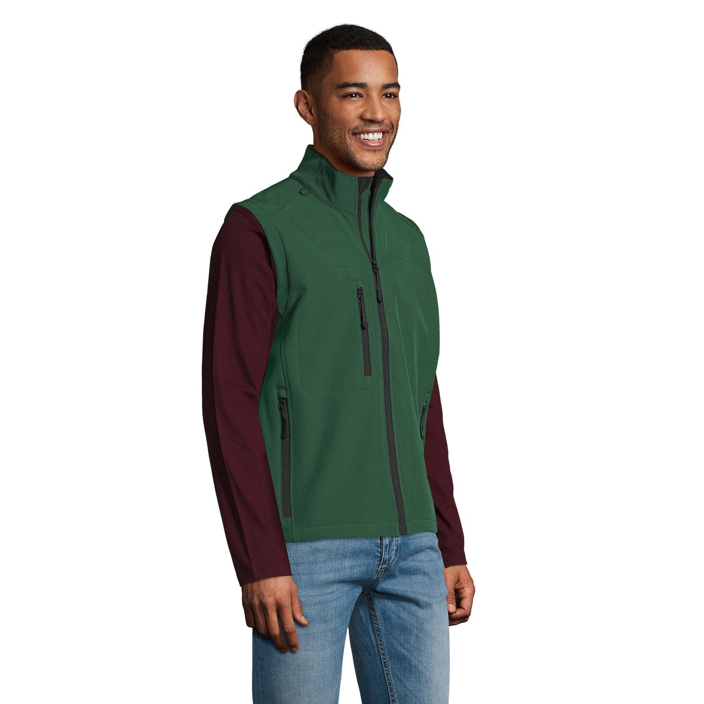 Bottle Green - Pack Shot - SOLS Mens Rallye Soft Shell Bodywarmer Jacket