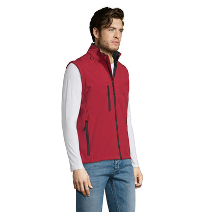 Red - Front - SOLS Mens Rallye Soft Shell Bodywarmer Jacket