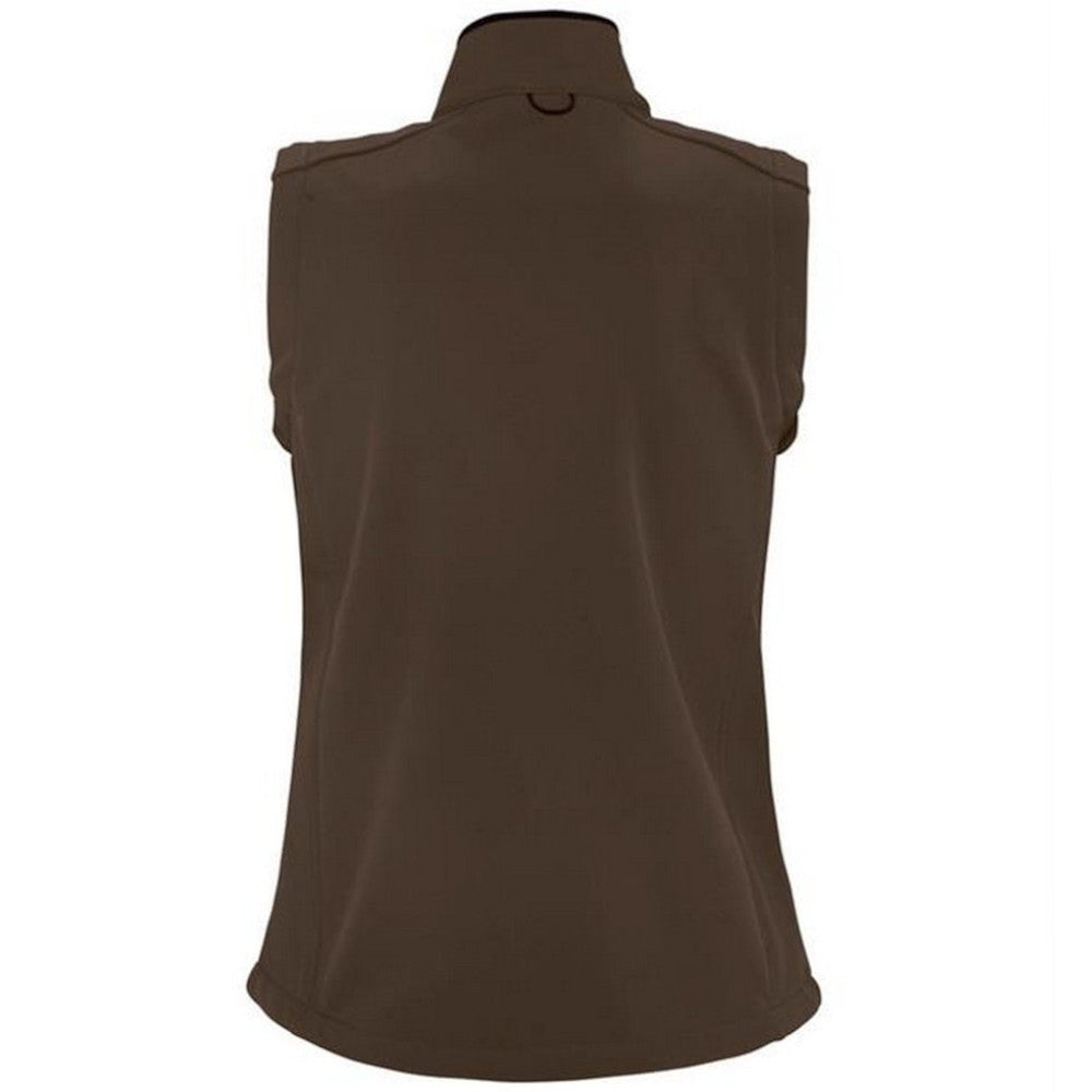 Dark Chocolate - Back - SOLS Womens-Ladies Rallye Soft Shell Bodywarmer Jacket
