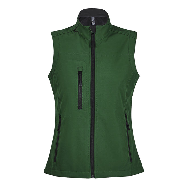 Bottle Green - Front - SOLS Womens-Ladies Rallye Soft Shell Bodywarmer Jacket