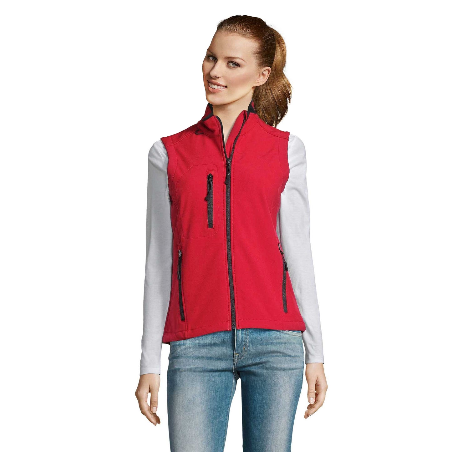 Red - Lifestyle - SOLS Womens-Ladies Rallye Soft Shell Bodywarmer Jacket