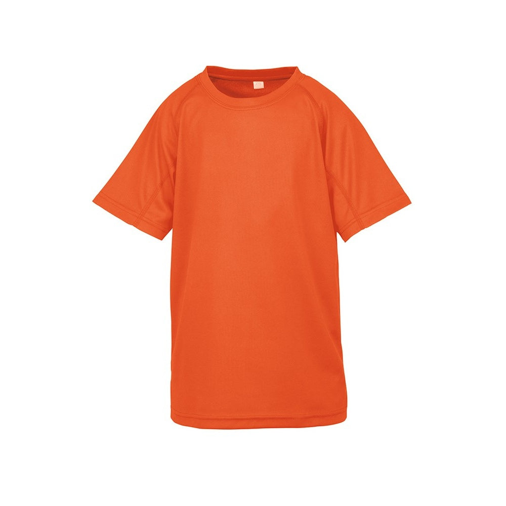 Flo Orange - Front - Spiro Chidlrens-Kids Impact Performance Aircool T-Shirt