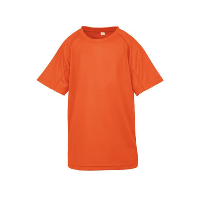 Flo Orange - Front - Spiro Chidlrens-Kids Impact Performance Aircool T-Shirt