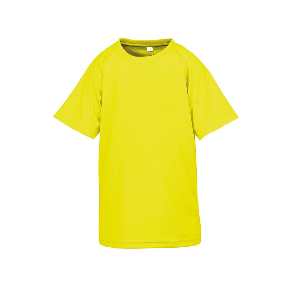 Flo Yellow - Front - Spiro Chidlrens-Kids Impact Performance Aircool T-Shirt