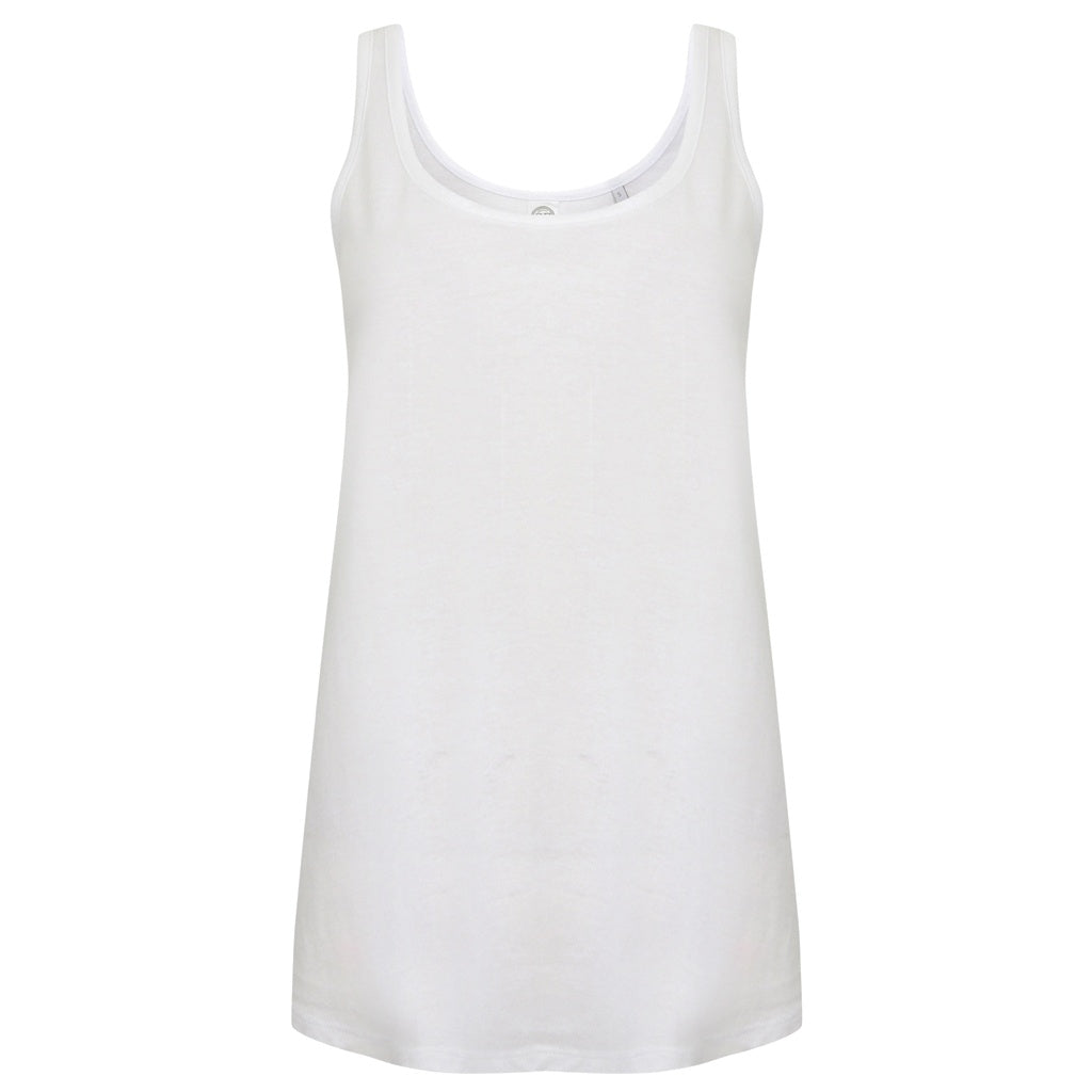 White - Front - Skinni Fit Womens-Ladies Slounge Vest