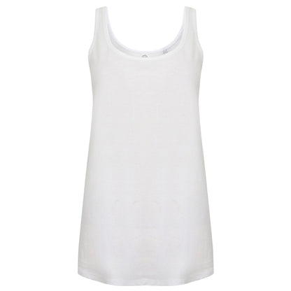 White - Front - Skinni Fit Womens-Ladies Slounge Vest