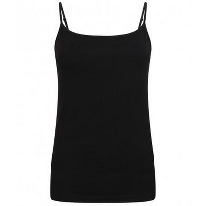Black - Back - Skinni Fit Womens-Ladies Feel Good Spaghetti Vest