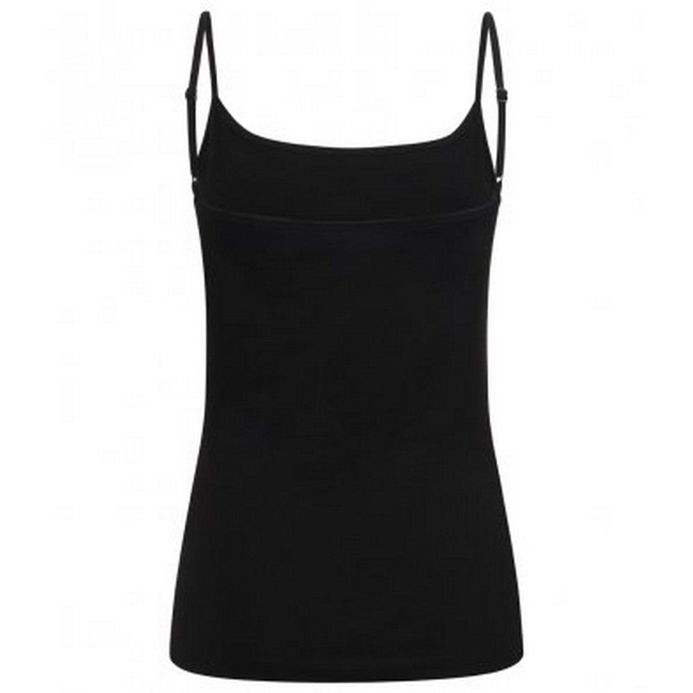 Black - Front - Skinni Fit Womens-Ladies Feel Good Spaghetti Vest