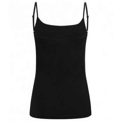 Black - Front - Skinni Fit Womens-Ladies Feel Good Spaghetti Vest