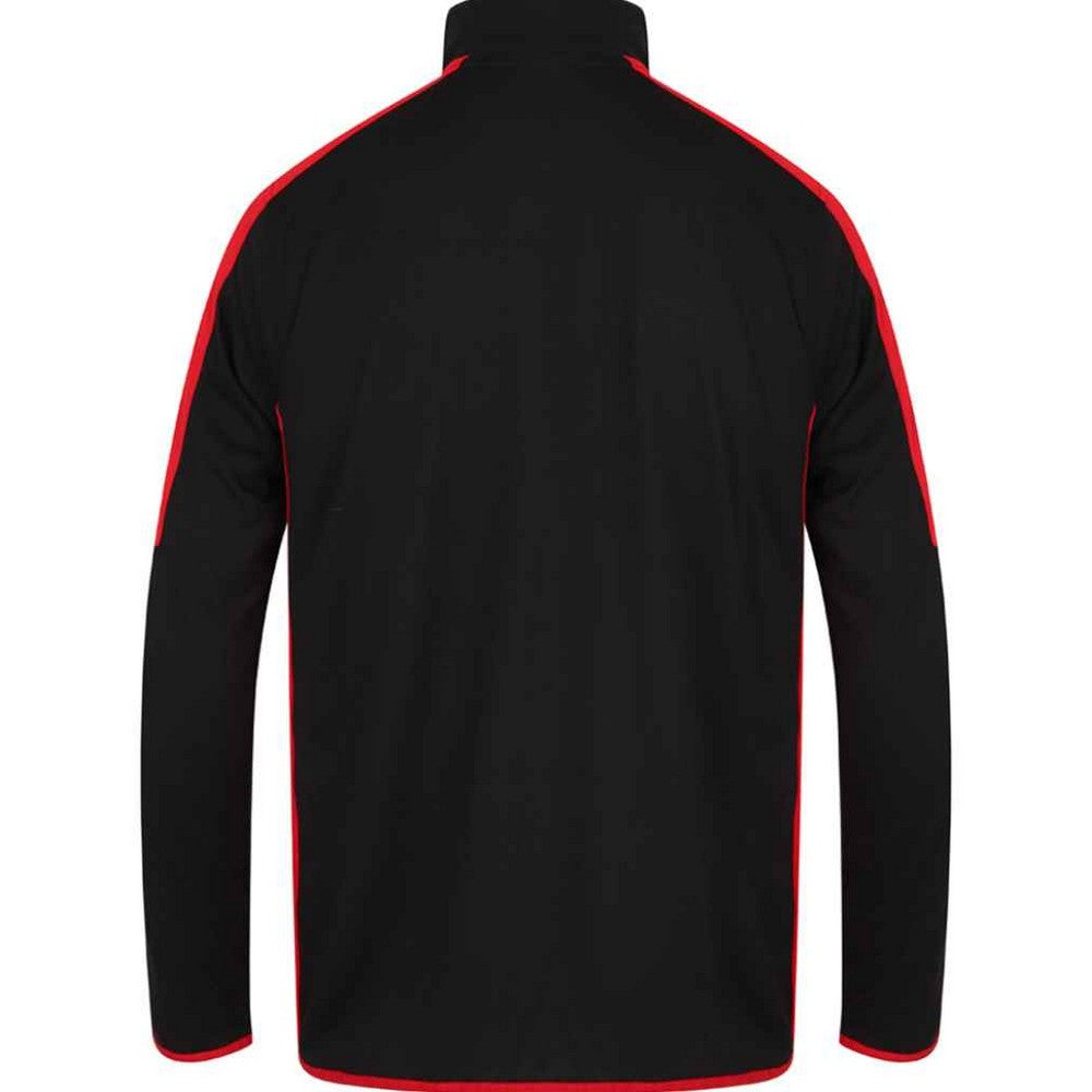 Black-Red - Back - Finden & Hales Mens Contrast Zip Neck Midlayer Top
