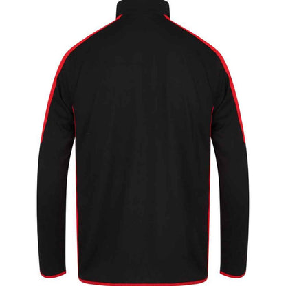 Black-Red - Back - Finden & Hales Mens Contrast Zip Neck Midlayer Top