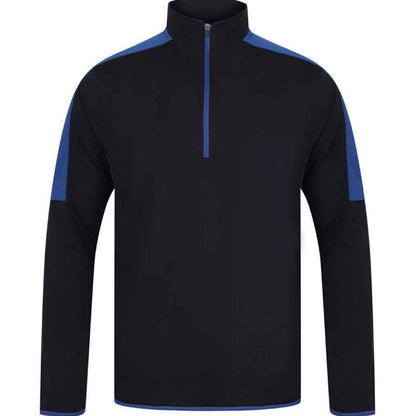 Navy-Royal Blue - Front - Finden & Hales Mens Contrast Zip Neck Midlayer Top