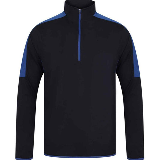 Navy-Royal Blue - Front - Finden & Hales Mens Contrast Zip Neck Midlayer Top