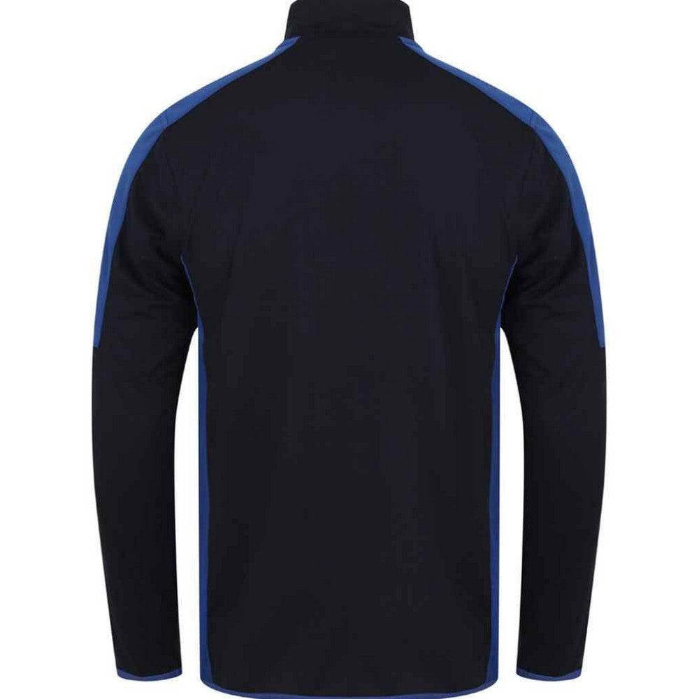 Navy-Royal Blue - Back - Finden & Hales Mens Contrast Zip Neck Midlayer Top
