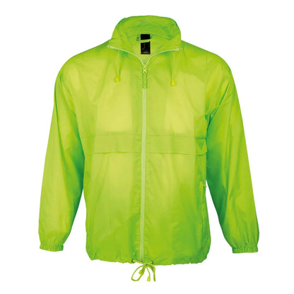 Neon Green - Front - SOLS Unisex Surf Windbreaker Lightweight Jacket