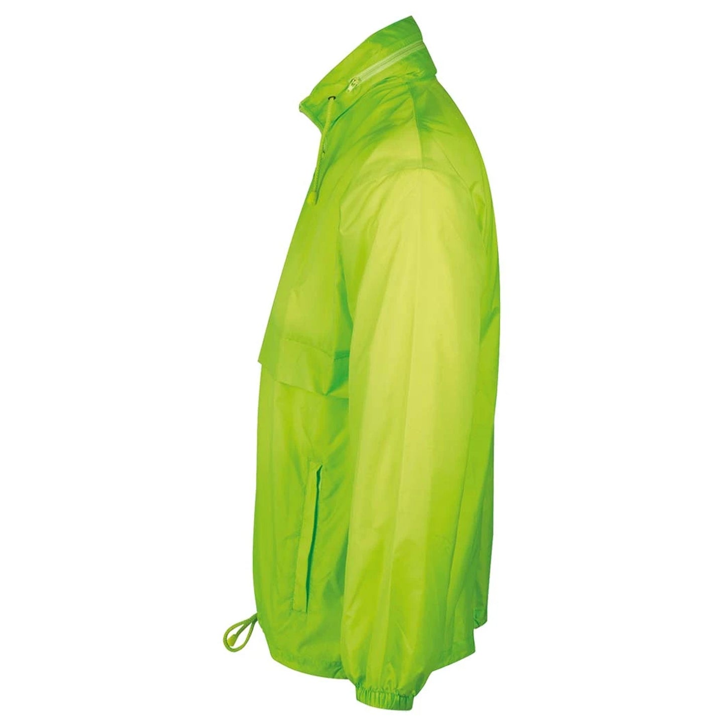 Neon Green - Side - SOLS Unisex Surf Windbreaker Lightweight Jacket