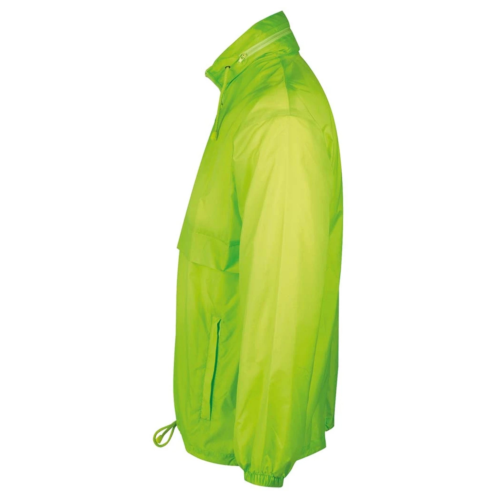 Neon Green - Side - SOLS Unisex Surf Windbreaker Lightweight Jacket
