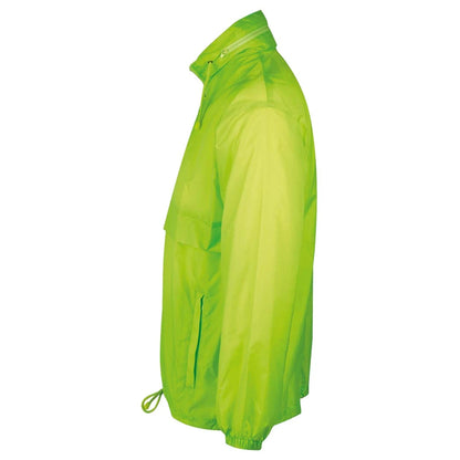 Neon Green - Side - SOLS Unisex Surf Windbreaker Lightweight Jacket