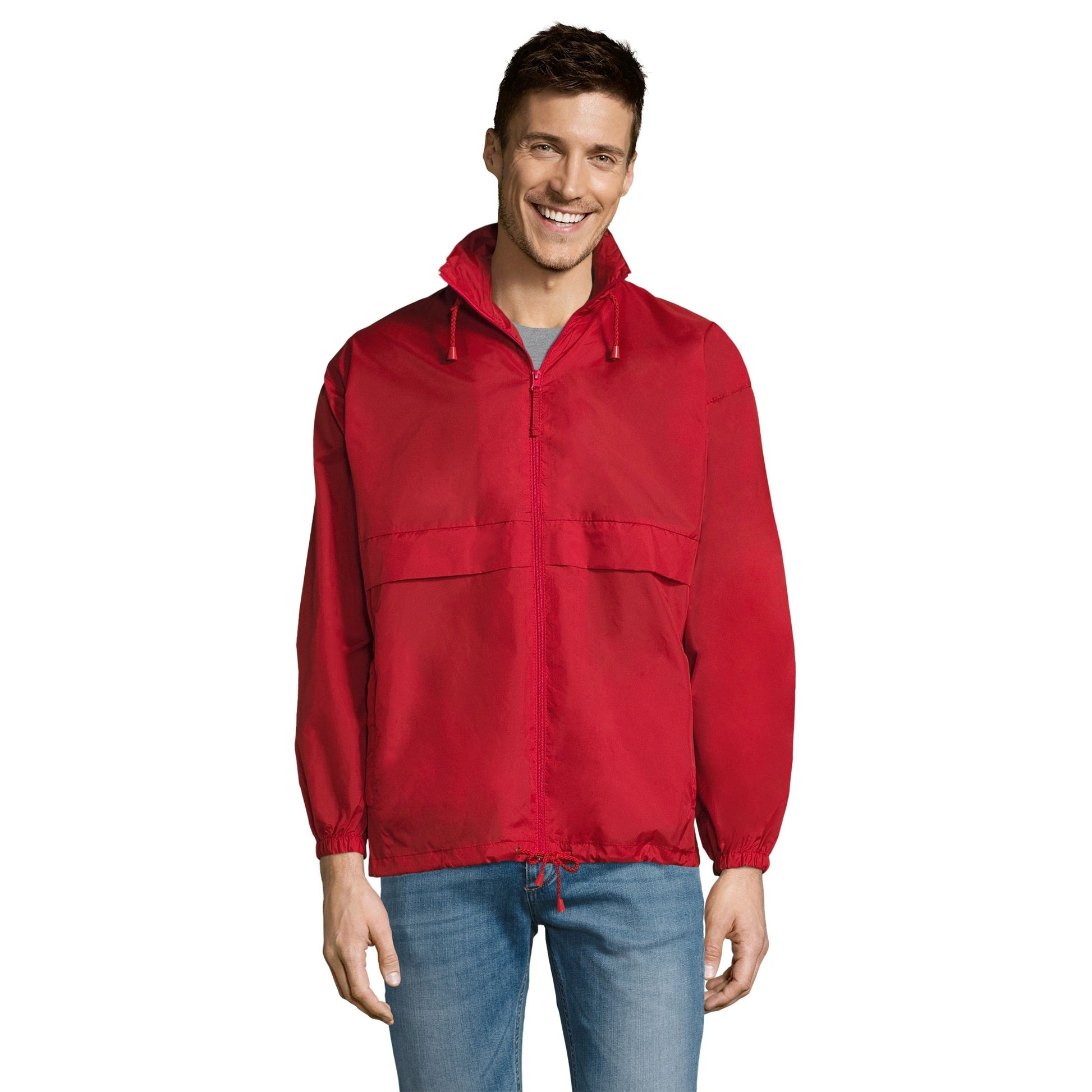 Red - Lifestyle - SOLS Unisex Surf Windbreaker Lightweight Jacket