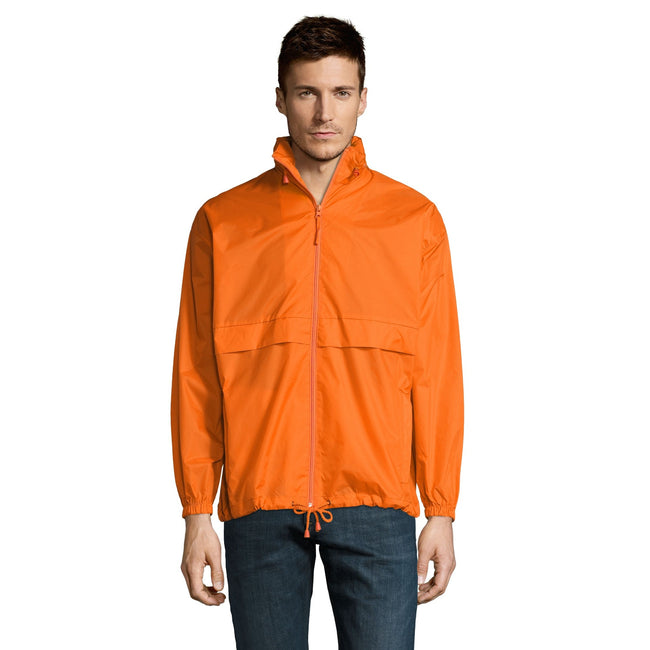 Orange - Back - SOLS Unisex Surf Windbreaker Lightweight Jacket