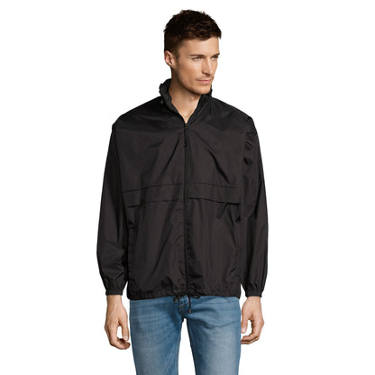 Black - Lifestyle - SOLS Unisex Surf Windbreaker Lightweight Jacket