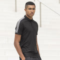 Black-Gunmetal - Back - Finden & Hales Adults Unisex Contrast Panel Pique Polo Shirt