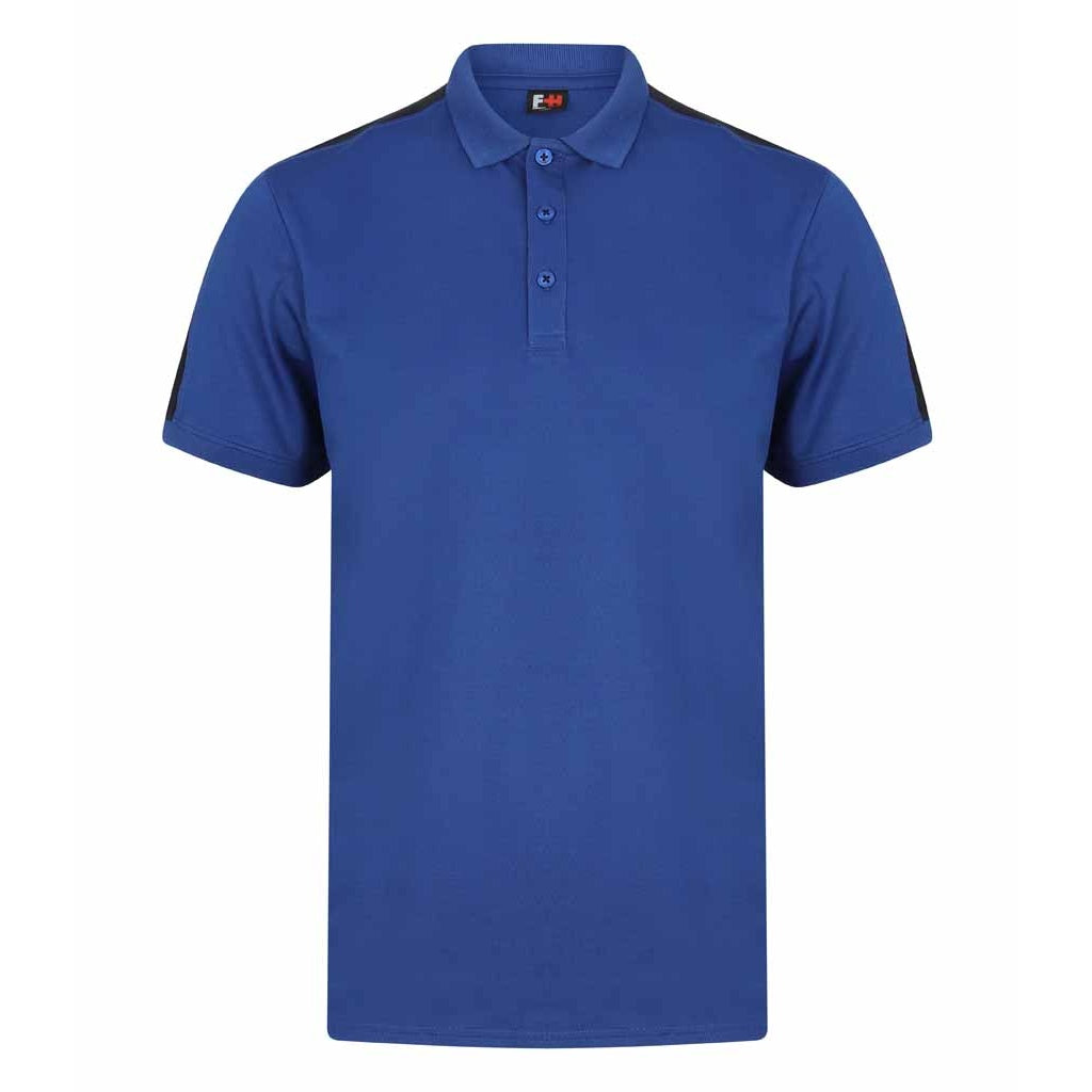 Royal Blue-Navy - Front - Finden & Hales Adults Unisex Contrast Panel Pique Polo Shirt