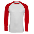 White-Red - Front - SOLS Mens Funky Contrast Long Sleeve T-Shirt